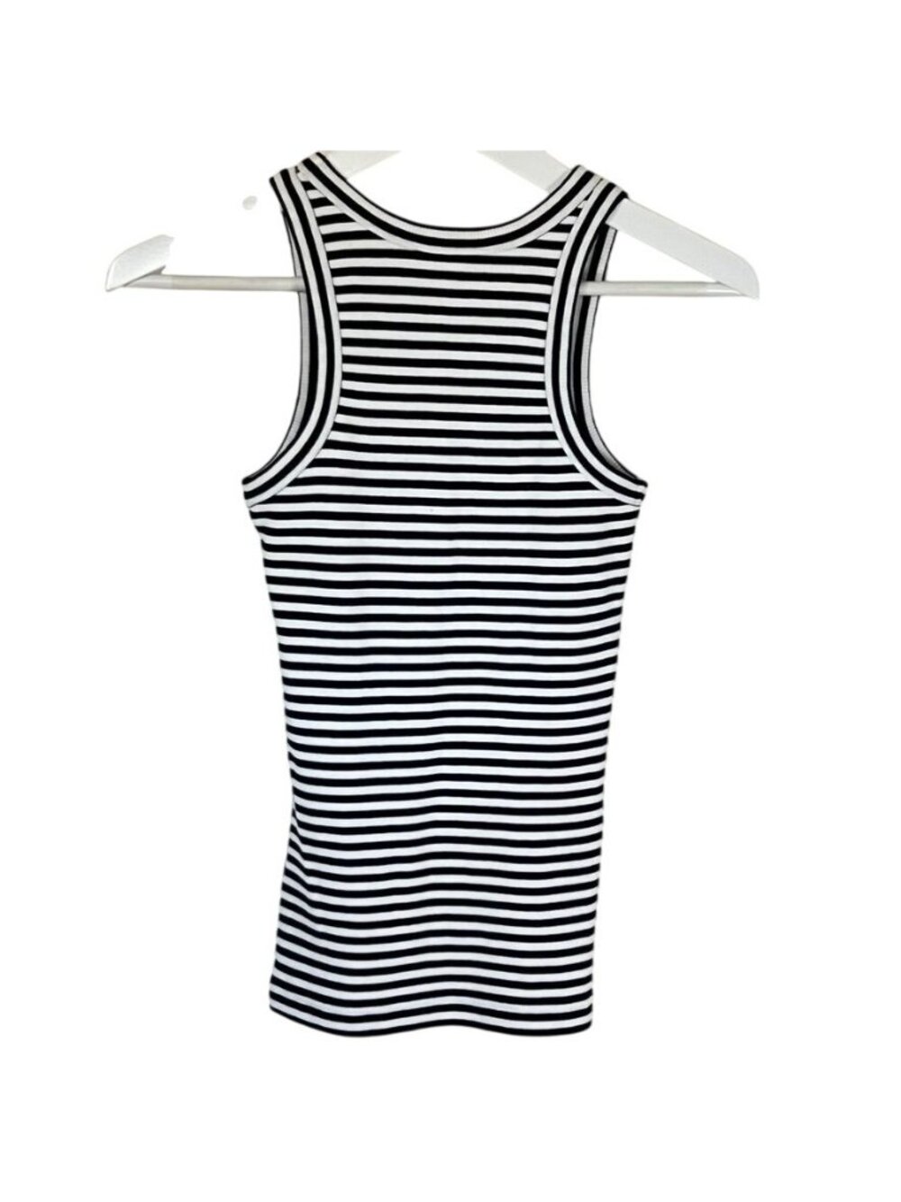 Witchery Navy White Breton Stripe Ribbed Cotton Tank Top Womens Sz 2 Nautical - Picture 3 of 11